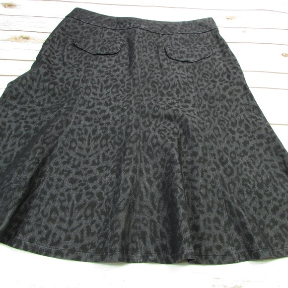 Sandro Charcoal Gray Animal Print Flared Skirt 12 - Picture 5 of 6